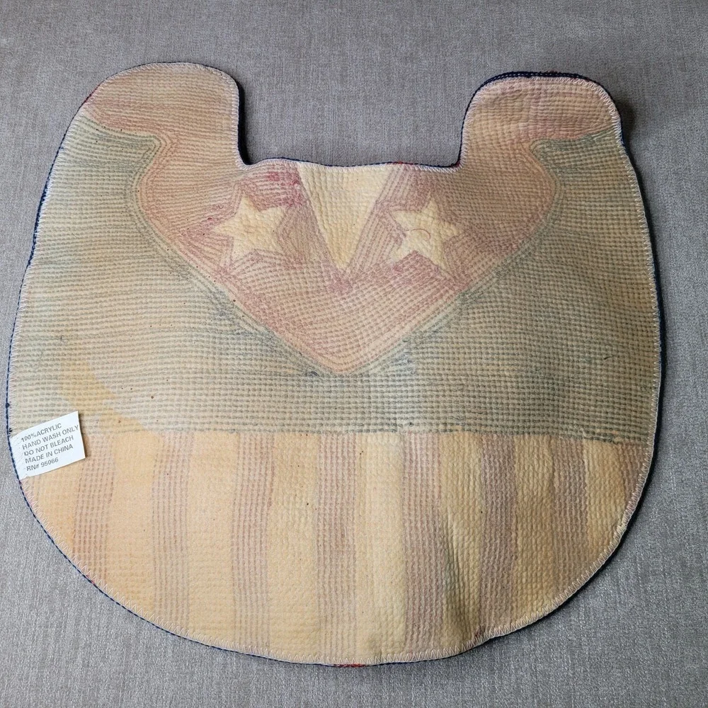 RARE Vintage Uncle Sam Patriotic Toilet Seat Cover & Toilet Rug Mat‎ NEW Go USA!